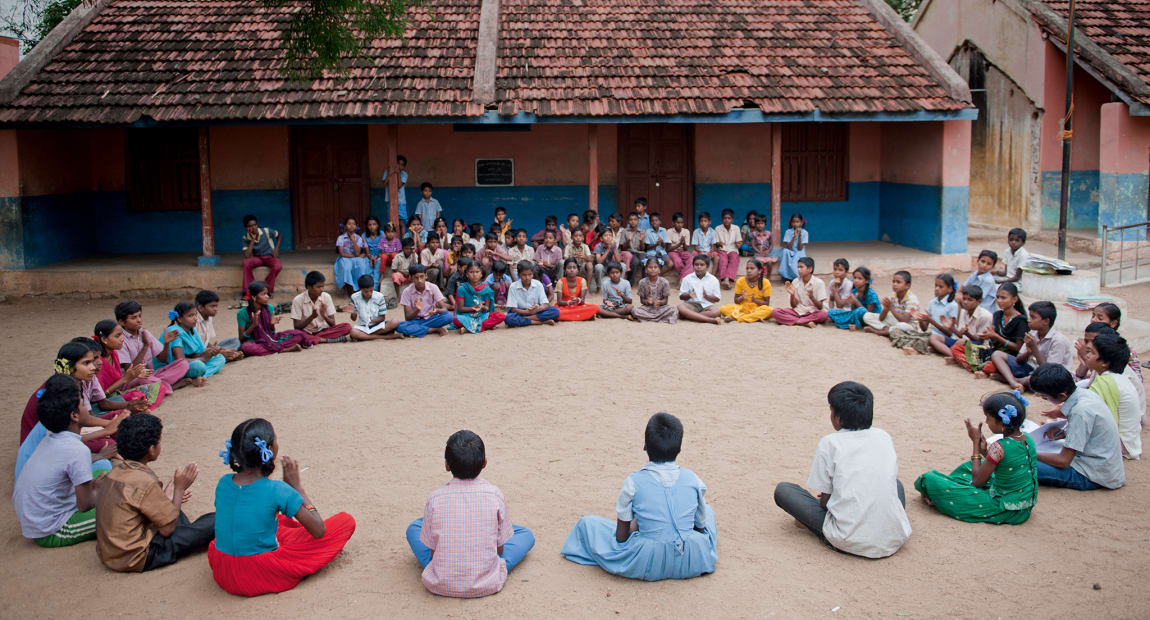 children playing games in a circle