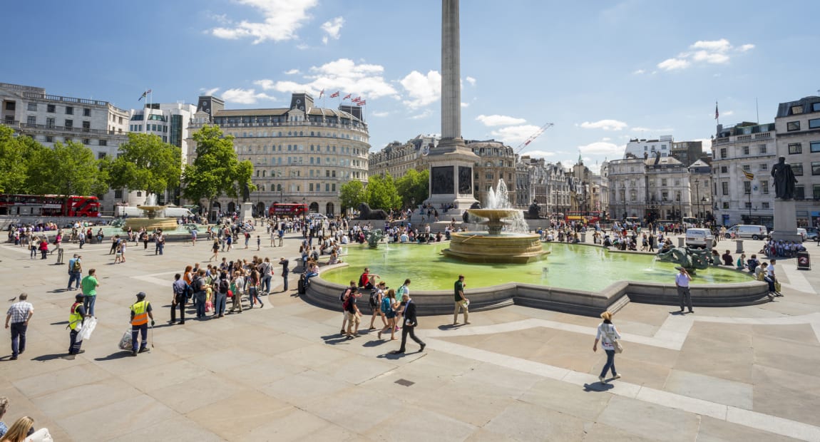 natural stone paving in busy city centre attraction