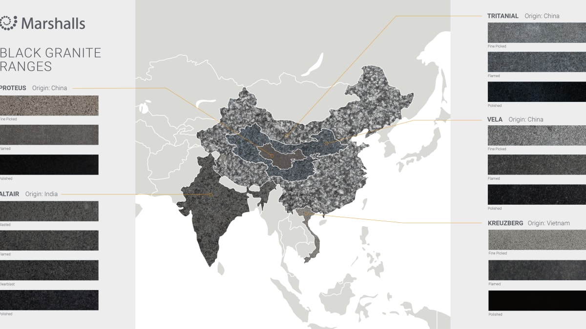 Map of Black Granite locations