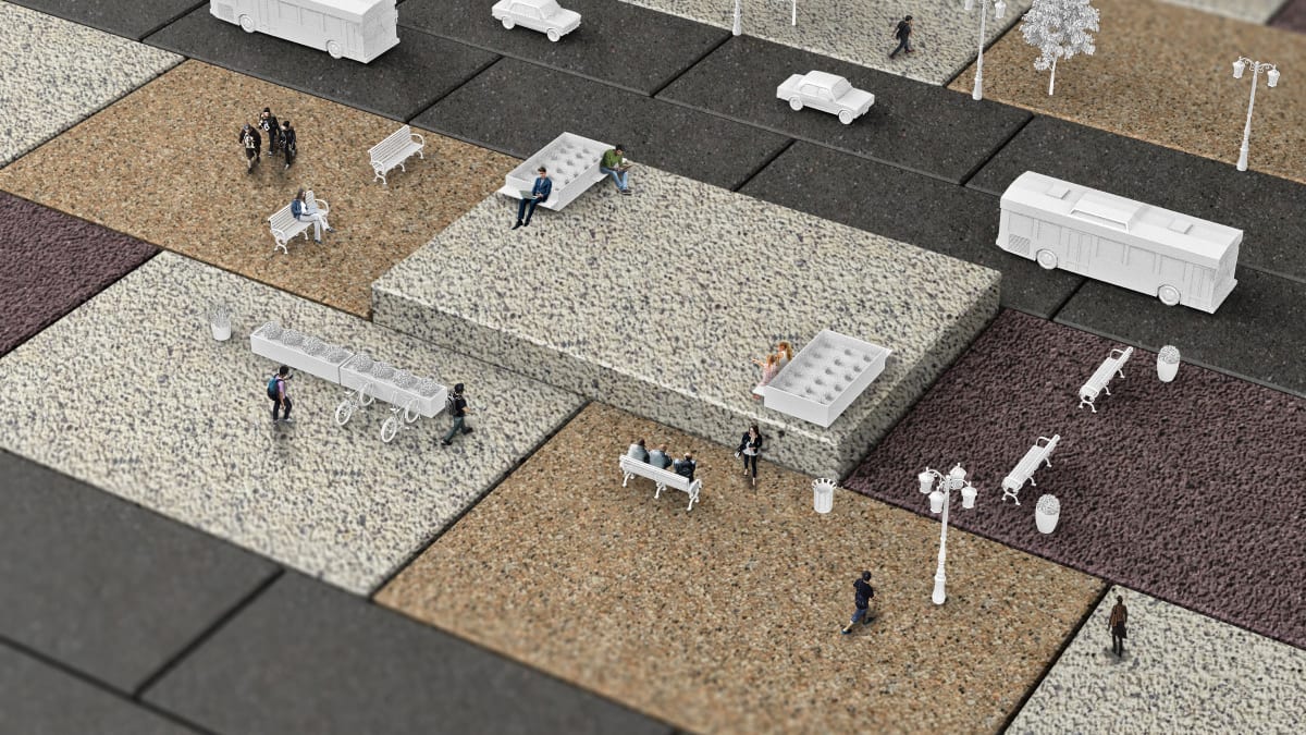 Modal paving is ideal for use in multi-functional public spaces
