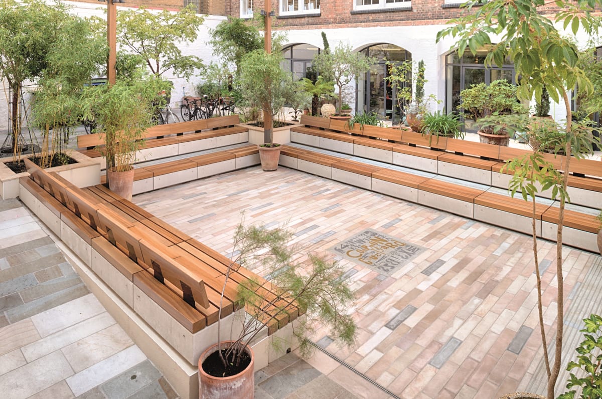 metrolinia seating with stonespar paving - marshalls design space