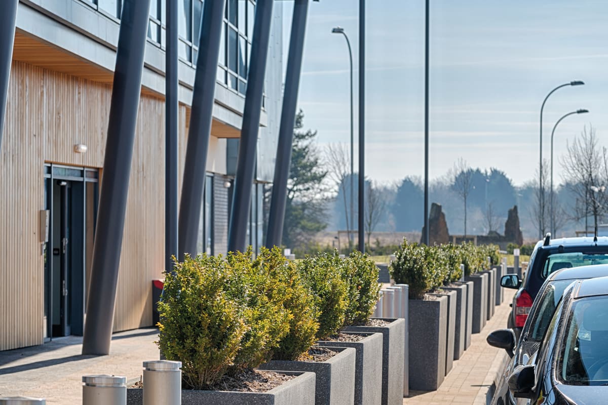 rhinoguard geo bollards and rhinoguard concrete planters