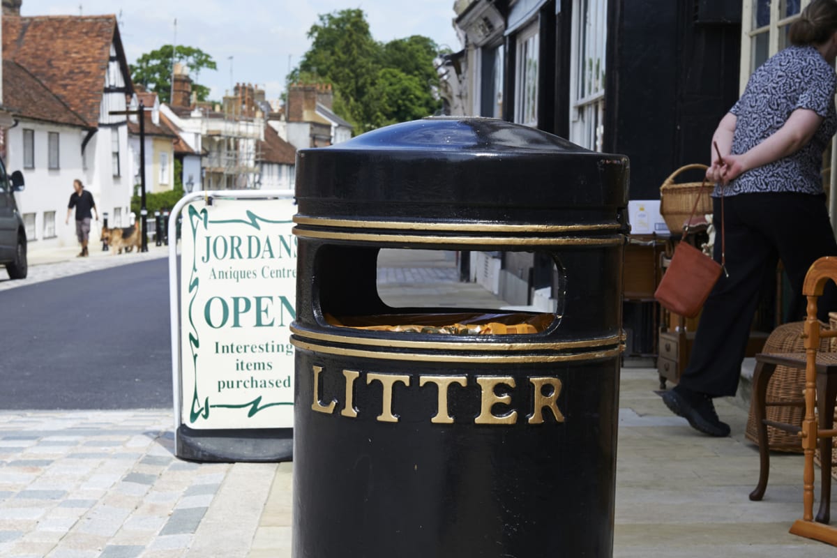 albion round litter bin with twin apperture