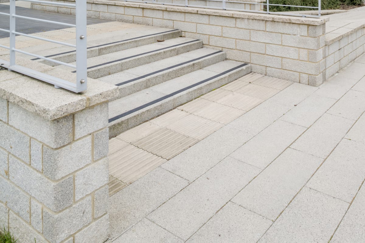 victory pier - tactile directional guidance paving - natural