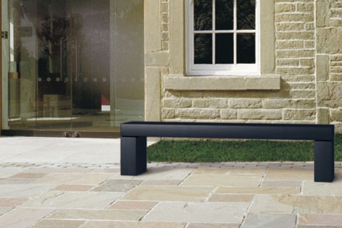 geoform stonelements bench with block legs in natural stone