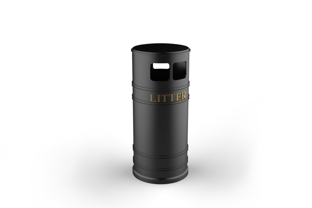 heritage imperial 85l litter bin with lid black