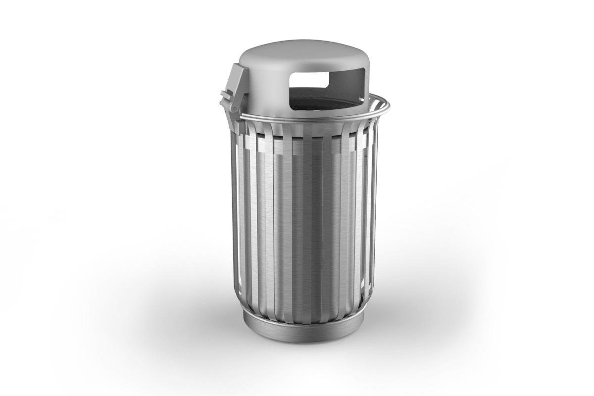 m3 110l litter bin with lid stainless steel