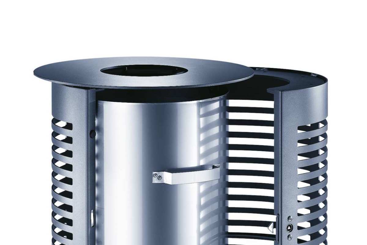 sineu graff contemporary round aperture in top/empty via front steel and stainless steel litter bin