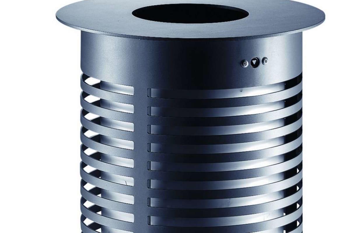 sineu graff contemporary round aperture in top/empty via top steel and stainless steel litter bin