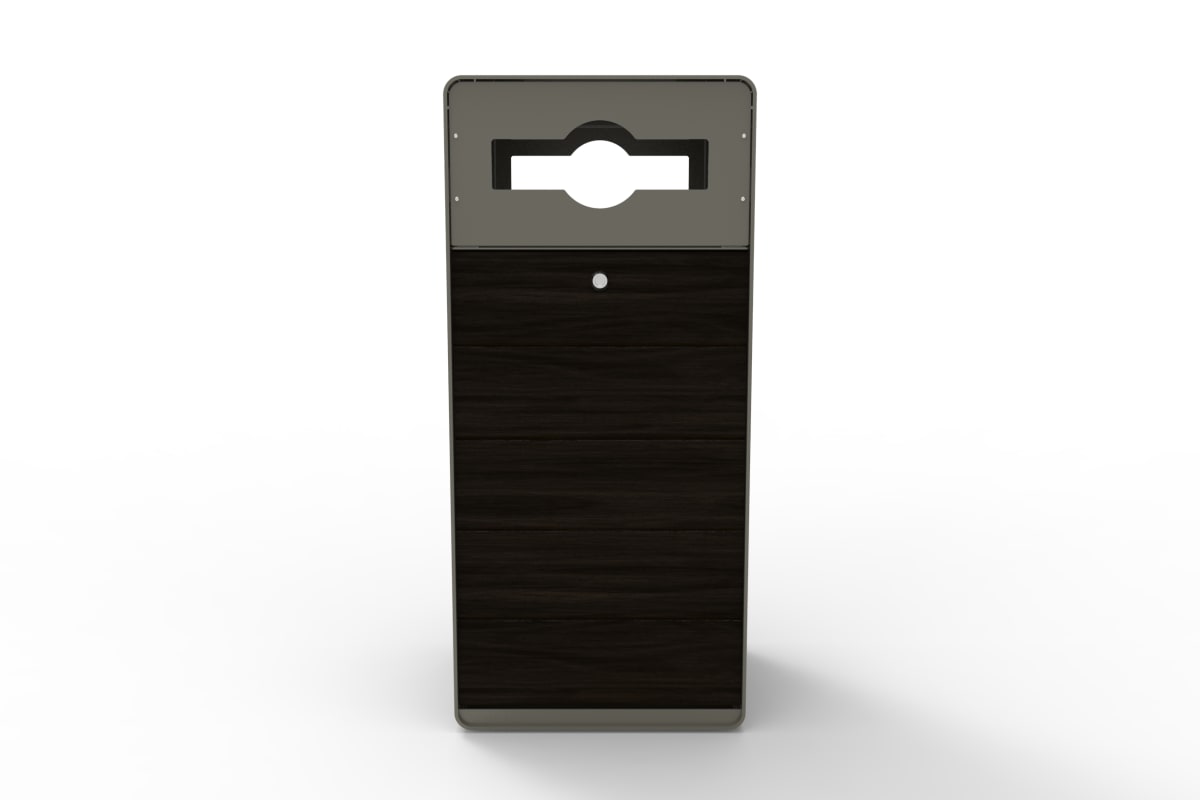stratic mixed recycle litter bin - front view - onyx and quartz