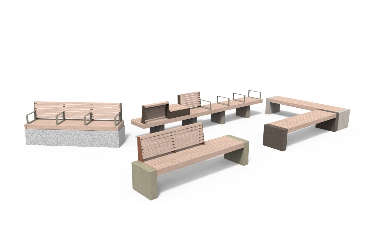 urbain design inspiration in natural stone and mild steel