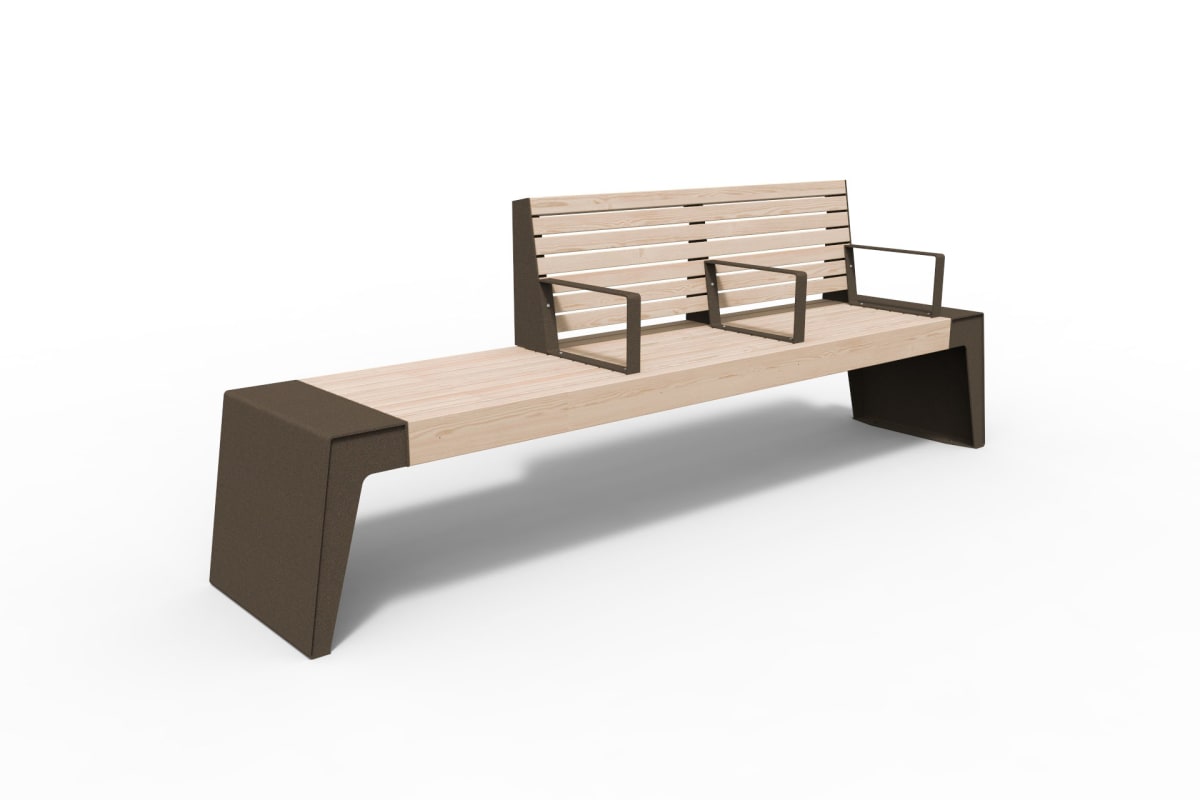 urbain seat with double backrest & arms in bronze