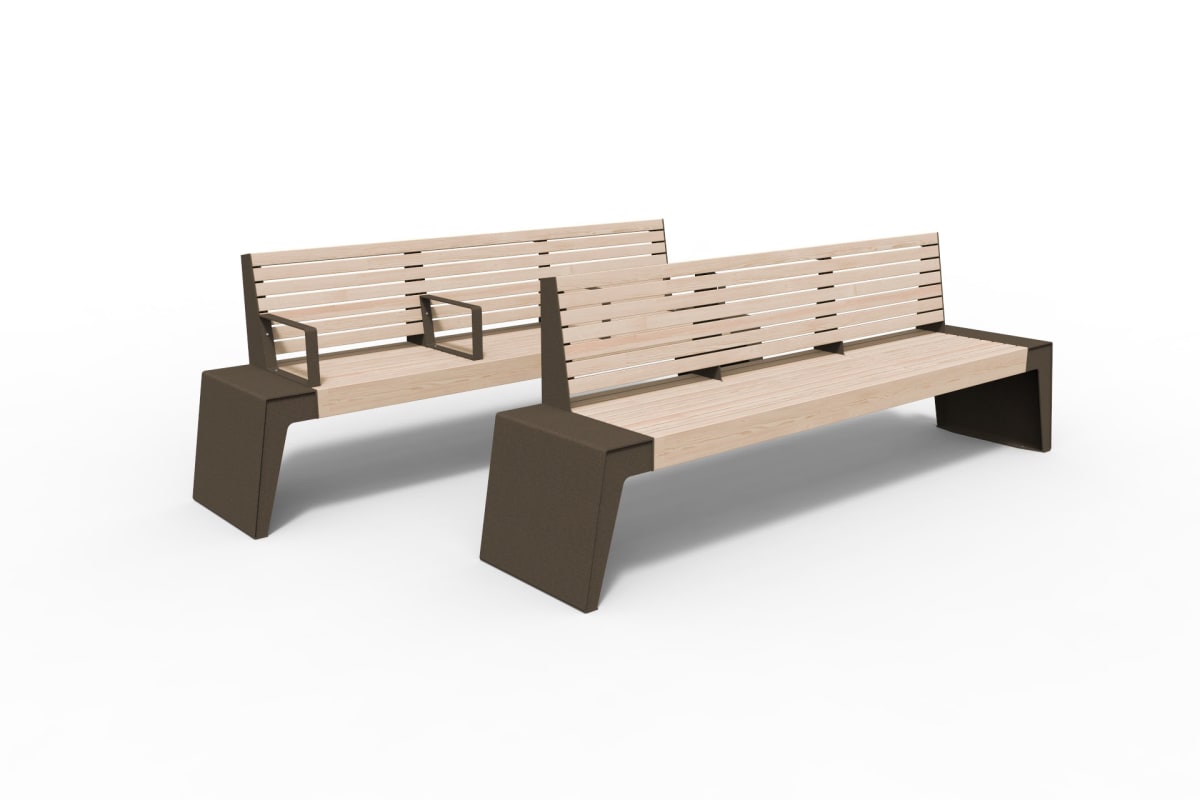 urbain seats with triple backrests in bronze