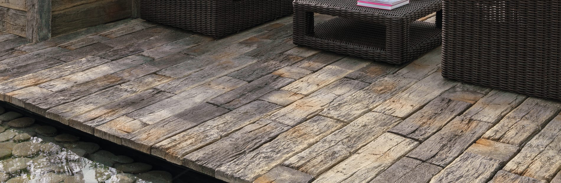 Wood Effect Paving Slabs Outdoor Woodstone Sleepers Garden