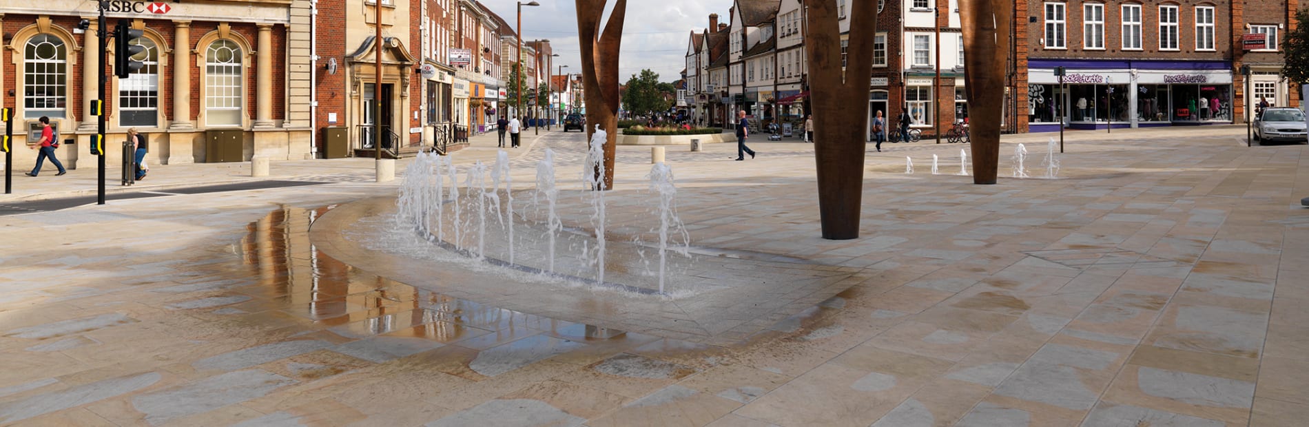 scoutmoor natural stone insitu outside with fountains and statues