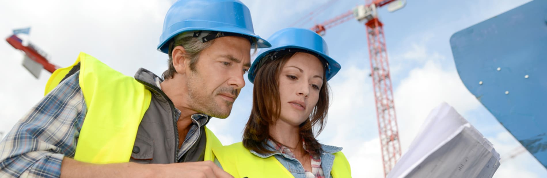 Man and woman on construction site