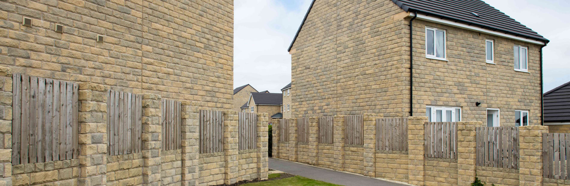 cromwell pitched stone walling - weathered