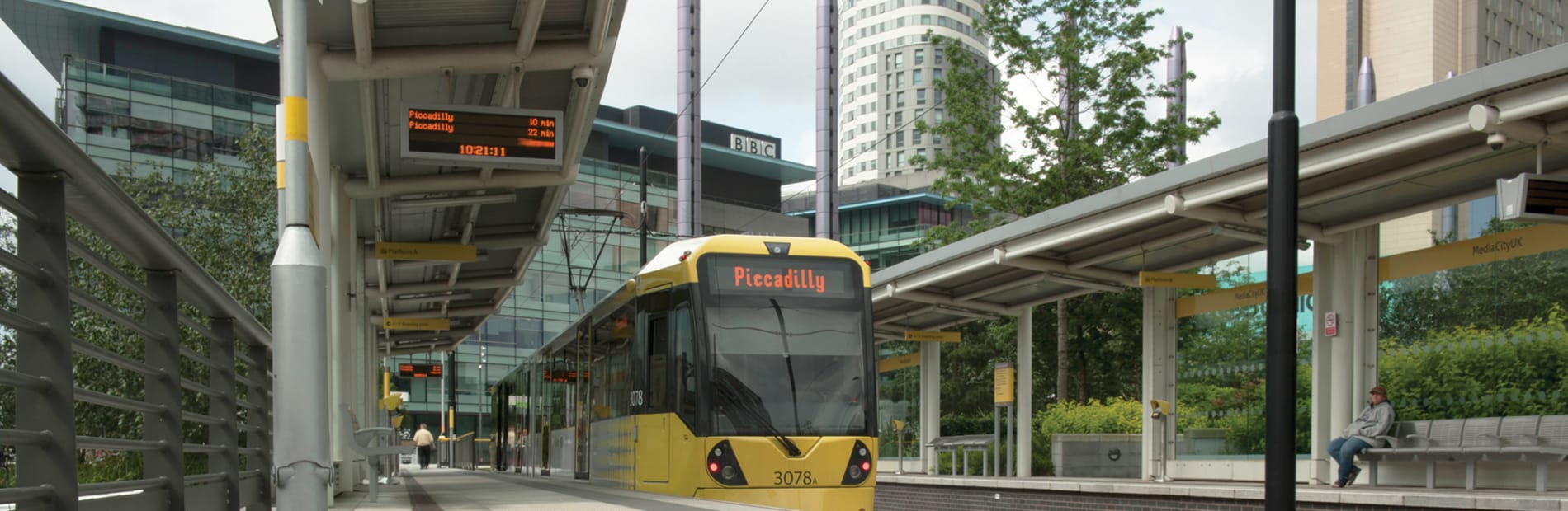 linear drainage system at tram station