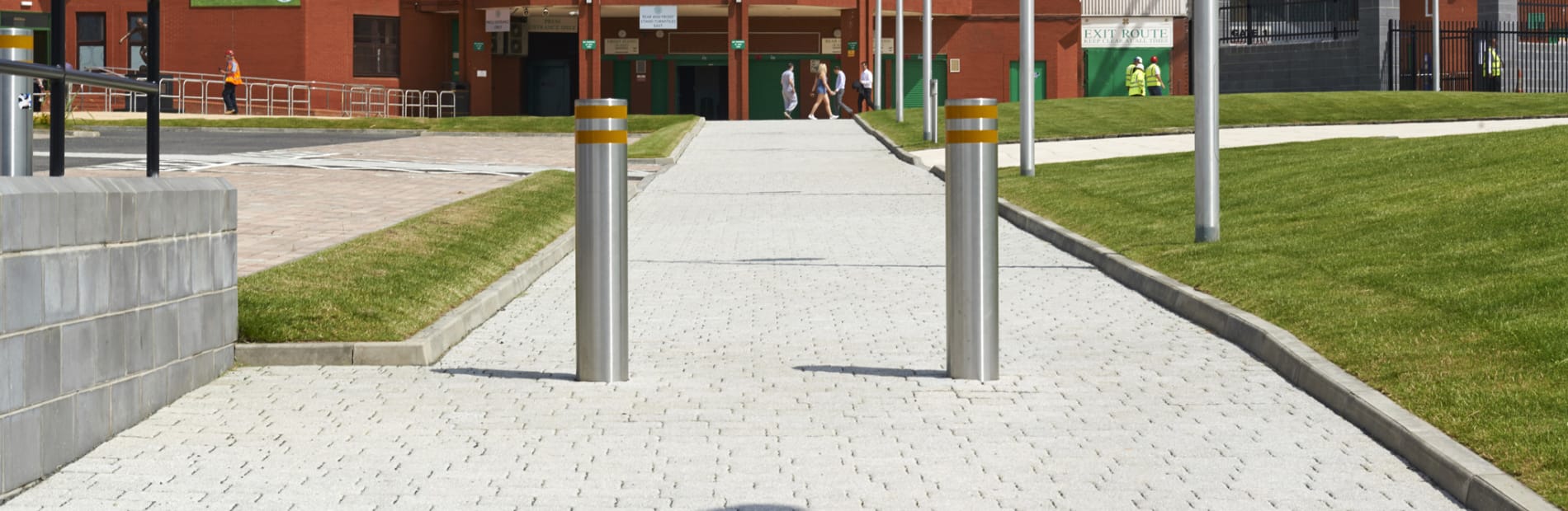rhinoguard bollards outside a stadium