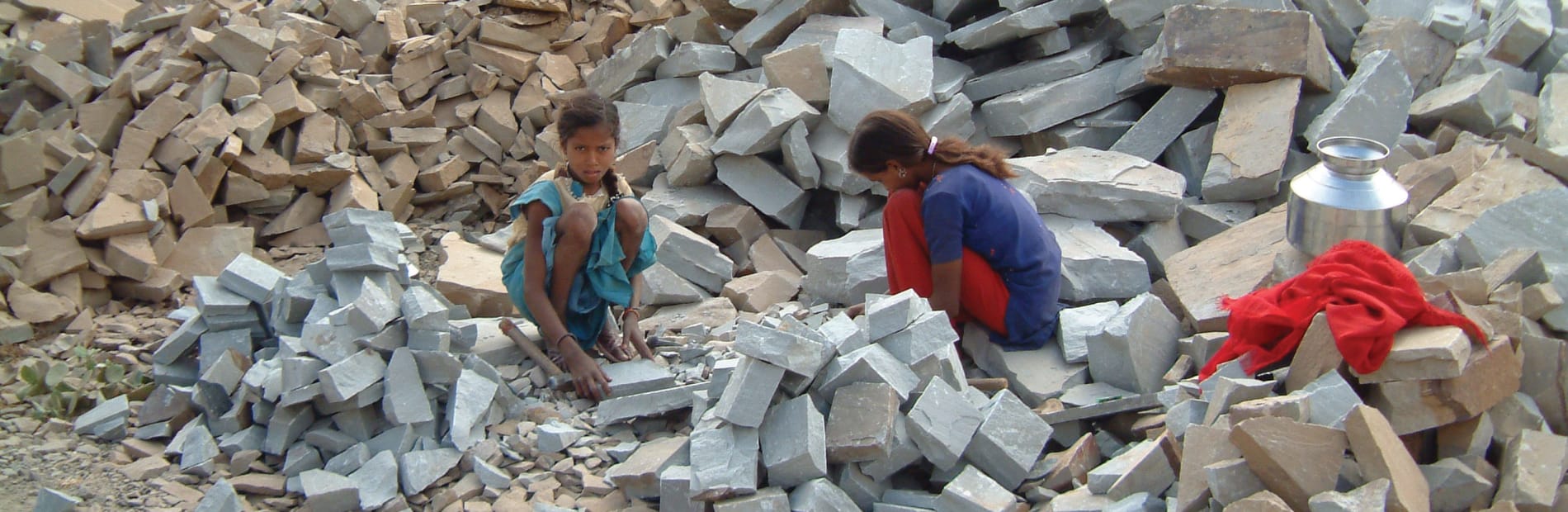 Children working at a quarry overseas