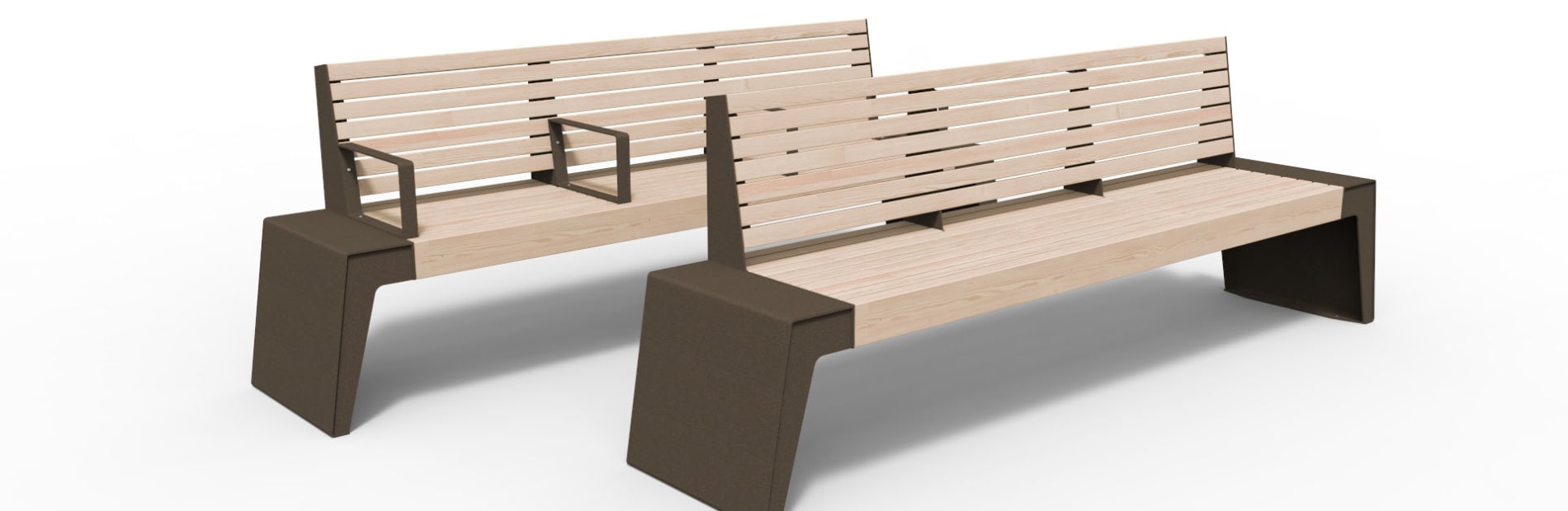 urbain seats with triple backrests in bronze