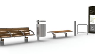 Geo collection of seating, bench and litter bins