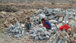 Children working at a quarry overseas