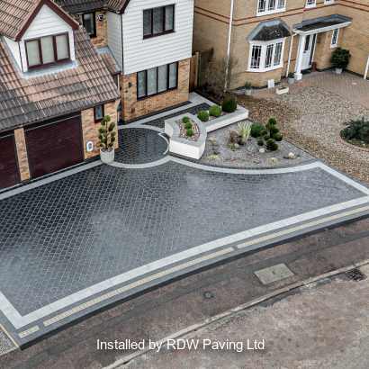Marshalls driveway and edging products laid on a driveway.