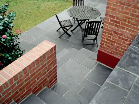 steps leading to a garden patio