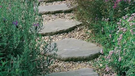 Stone used as stepping stones in a garden