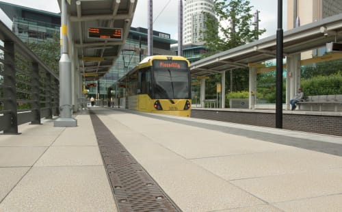 birco 100 linear drainage system outside tram station