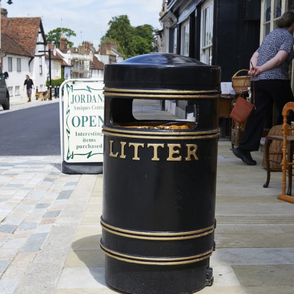 albion round litter bin with twin apperture