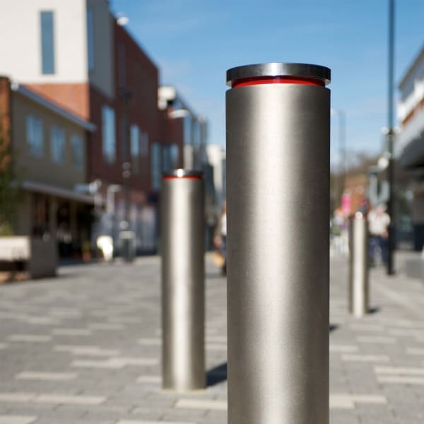 geo bollard with red reflective tape