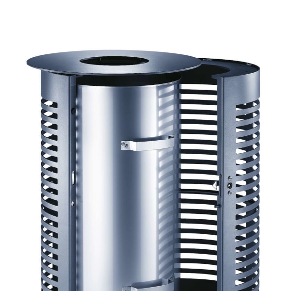 sineu graff contemporary round aperture in top/empty via front steel and stainless steel litter bin