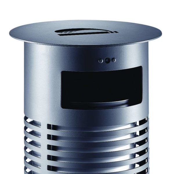 sineu graff contemporary round aperture in top/empty via front steel and stainless steel litter bin