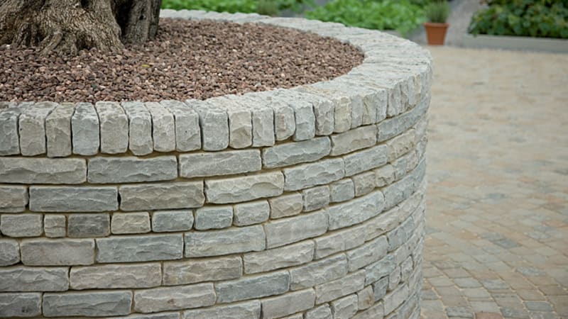 Marshalls Traditional Tumbled garden walling in Silver Birch.