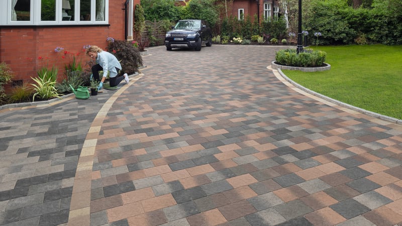 Drivesett Coppice - Cedar And Pennant Blend With Oak Blend Border Detail