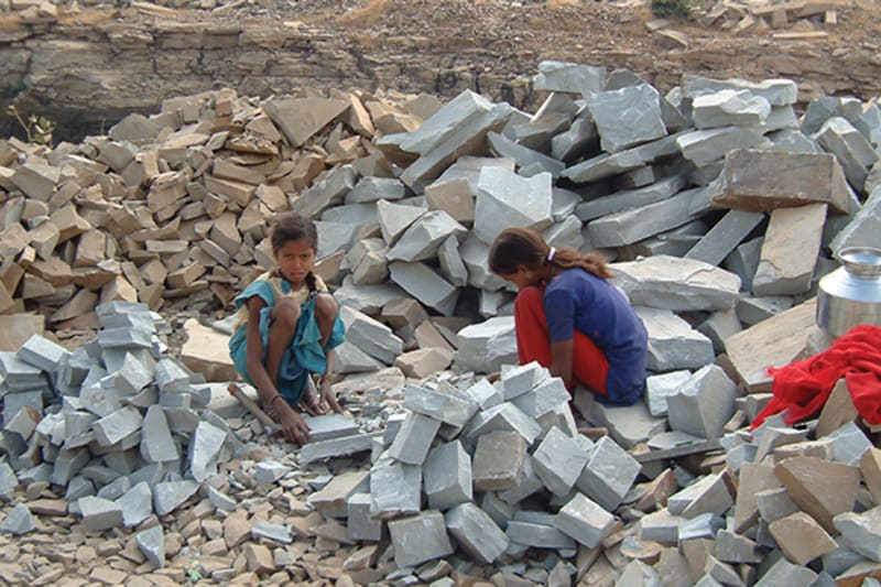 Stone quarry with Indian workers