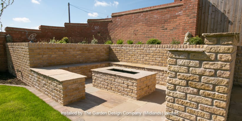 Marshalls garden walling in a patio setting,