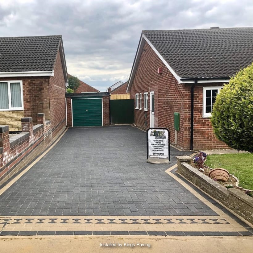 Block paving laid on a driveway.