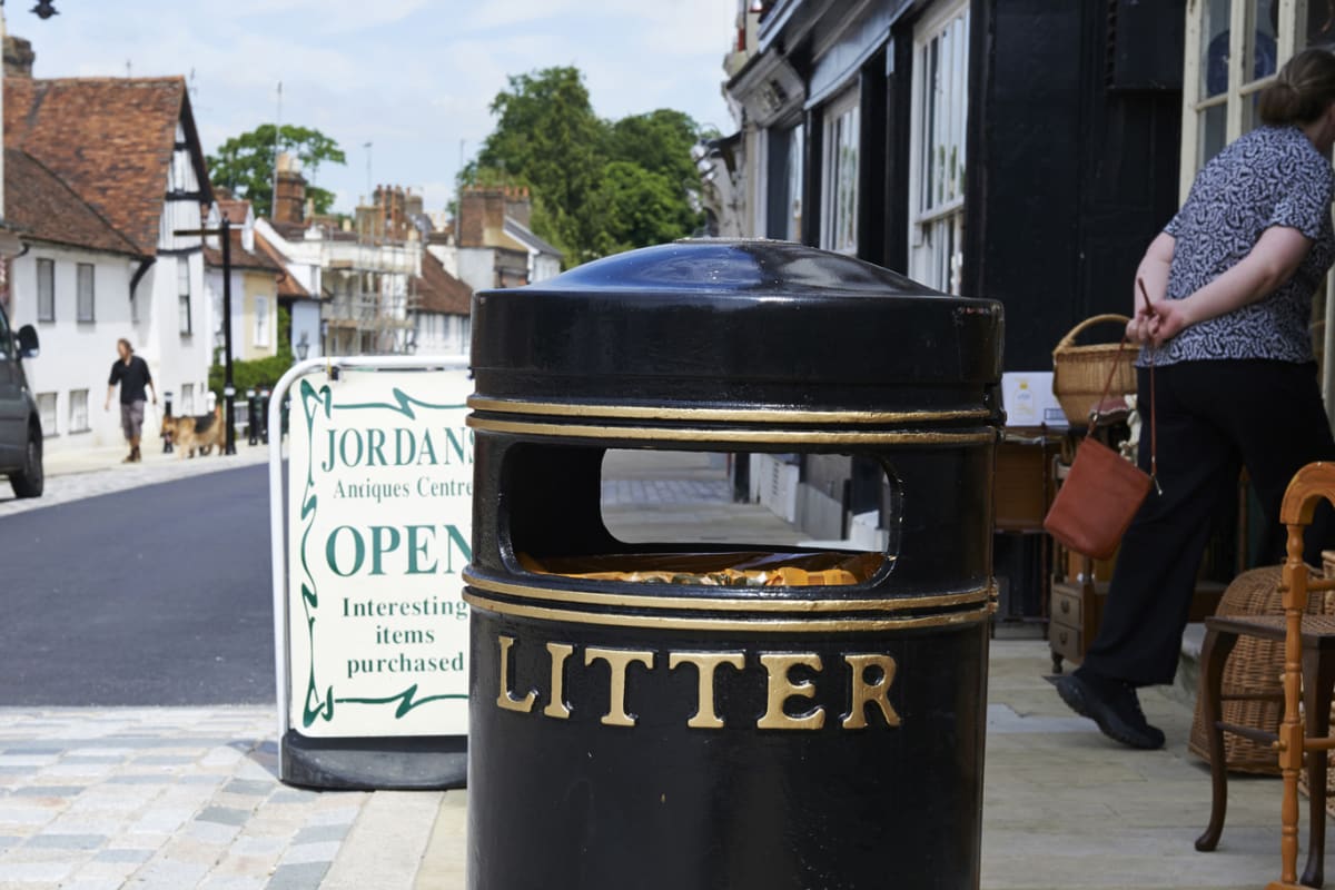 albion round litter bin with twin apperture