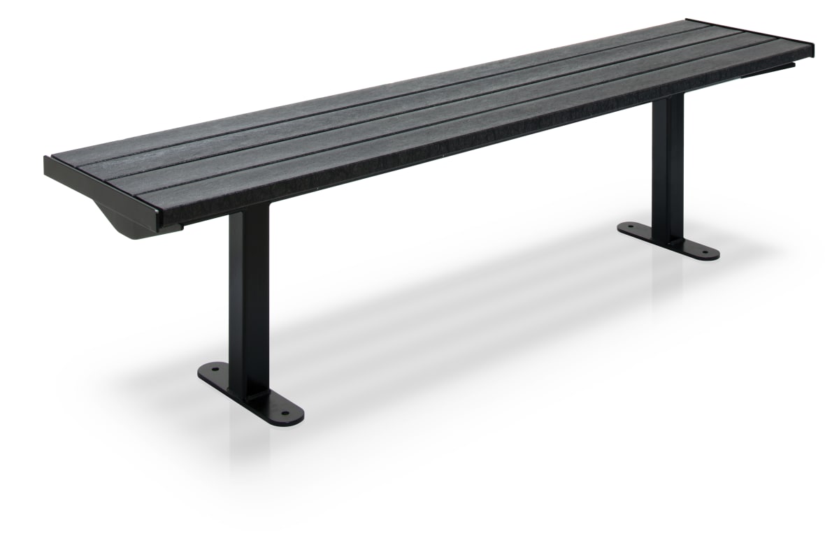 citi element bench - black plastic slats with black steel frame