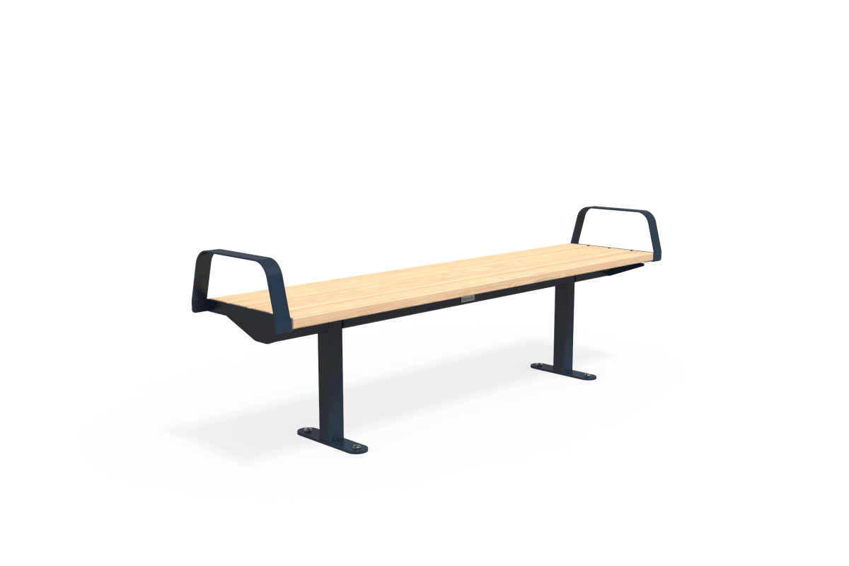 citi element bench - softwood with steel blue end arms