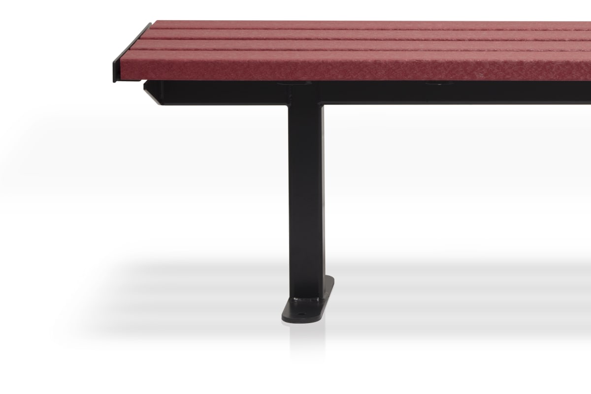 citi element bench - red plastic slats with black steel frame