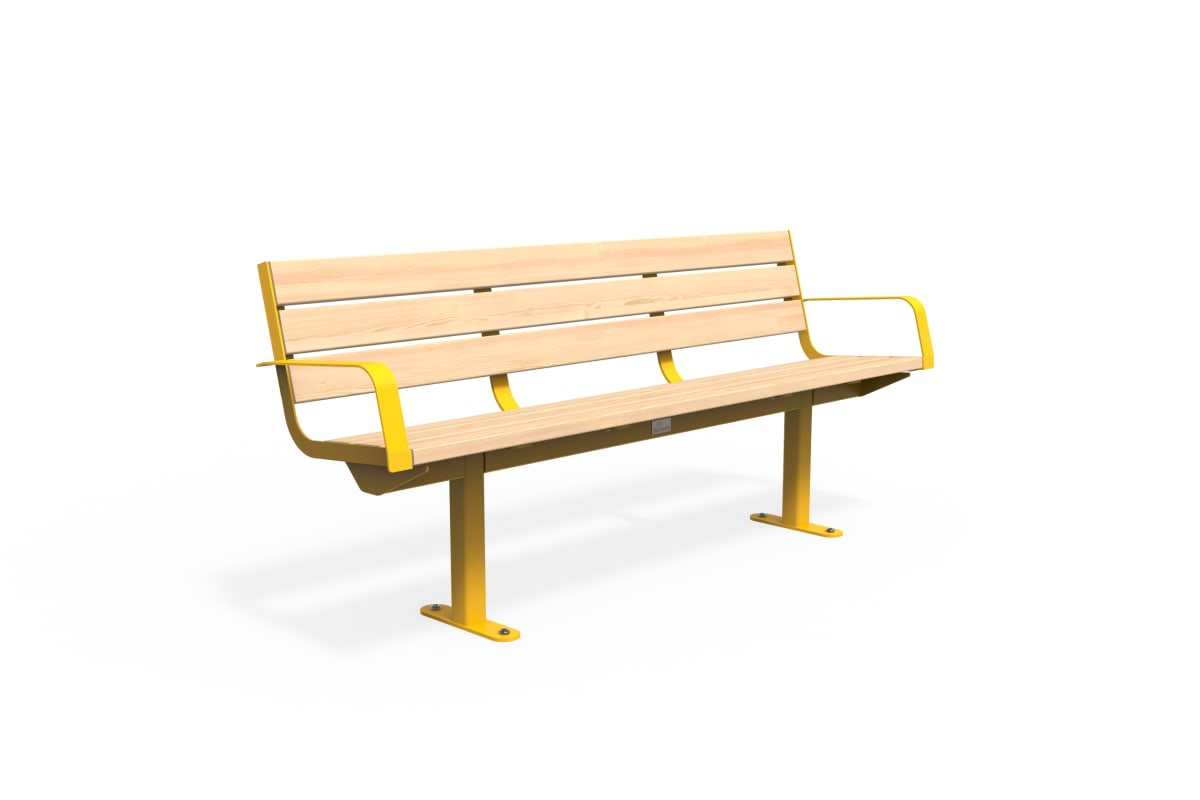 citi element seat - softwood with traffic yellow end arms