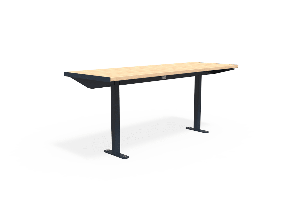 citi element table - softwood with steel blue frame