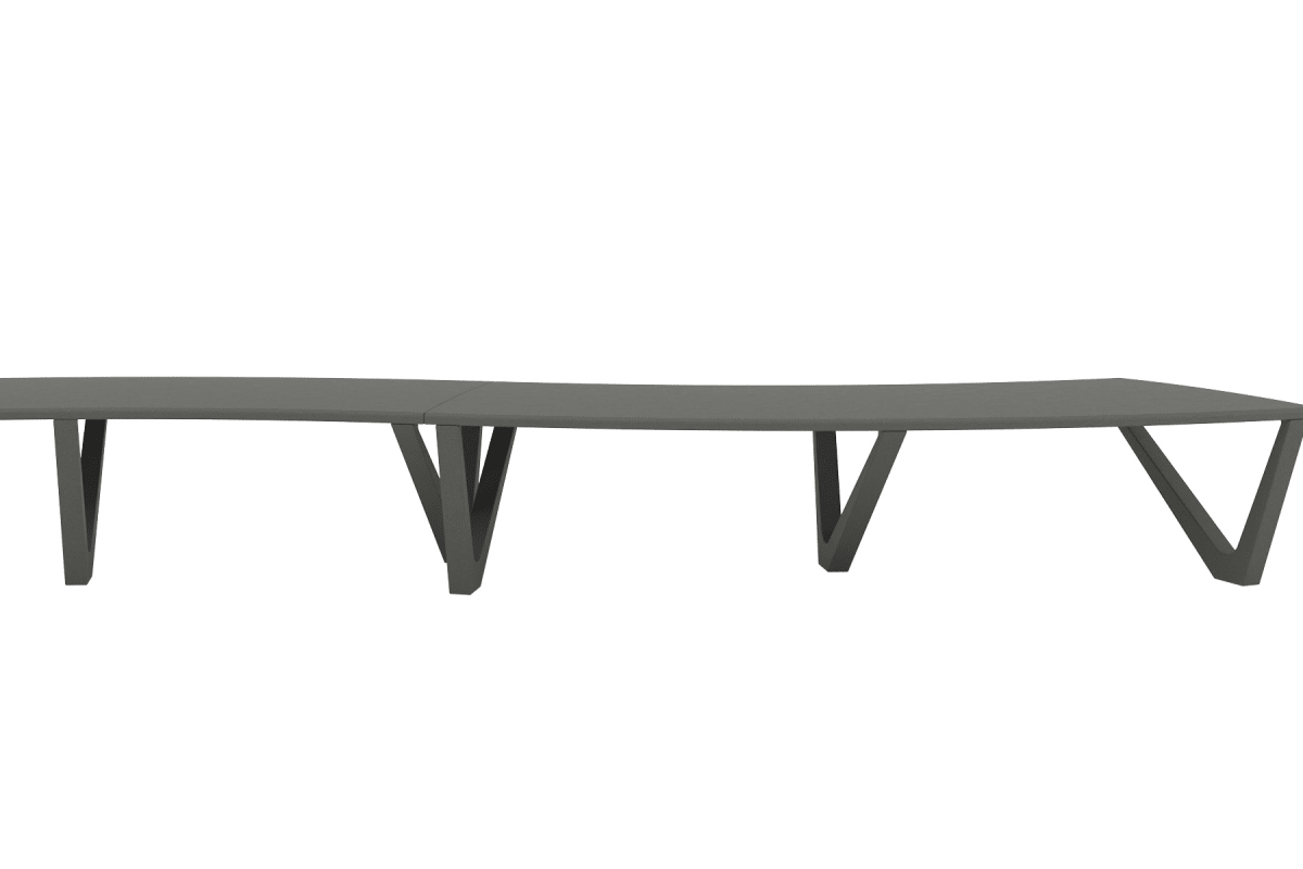 clarity curved seating in charcoal grey