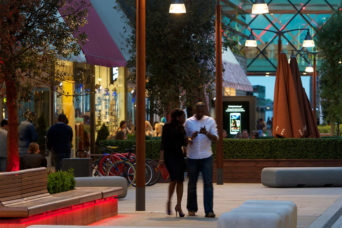 escofet sit benches aubrilam dome columns and eclatec stratus lanterns