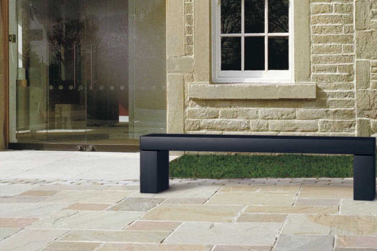 geoform stonelements bench with block legs in natural stone