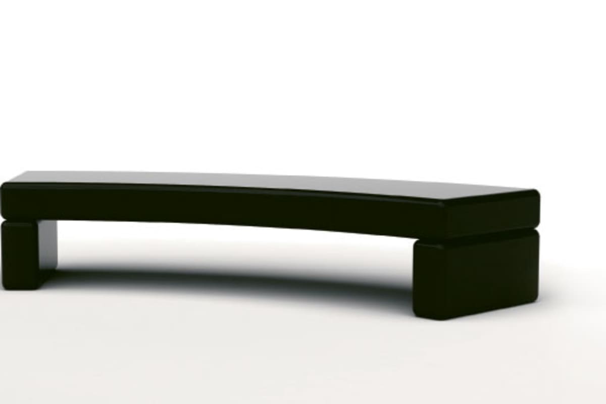 geoform stonelements curved bench with block legs in natural stone